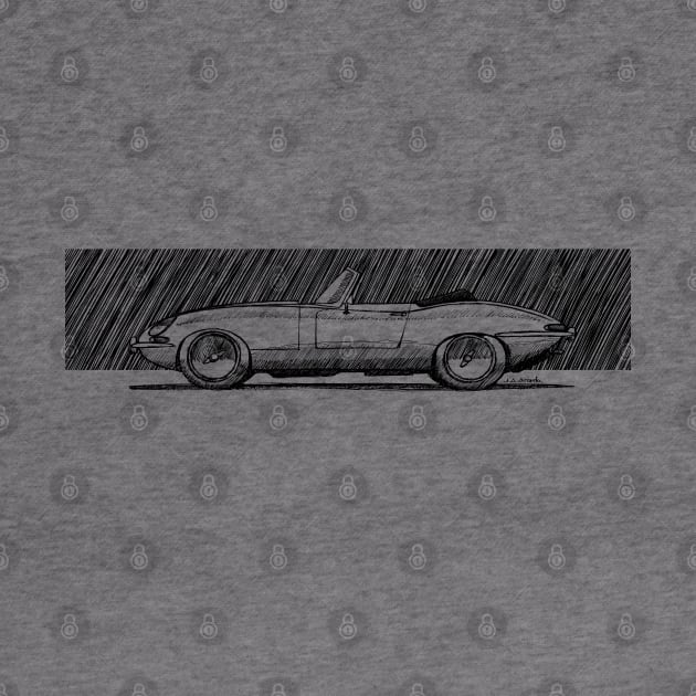 Sketchy drawing of the wonderful british classic roadster by jaagdesign